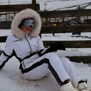 Fashion Fur Collar Hood Ski Jumpsuit Women Chic Full Sleeve Belted Waist Windproof One-piece Outfit 2026 New Lady Winter Skiwear - AliExpress Jumpsuits&Rompers