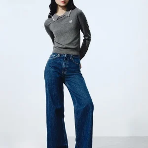 H&M Women's Long Sve Knitted Sweater Collared Innerwear College Sle Spring 2026 New Arrival Slim Fit Embroidered - AliExpress Sweaters&Jumpers
