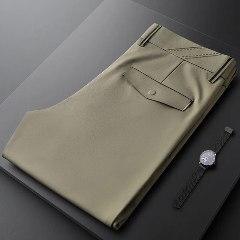 Spring new mulberry silk casual business pants men slim feet men stretch pants - AliExpress Pants