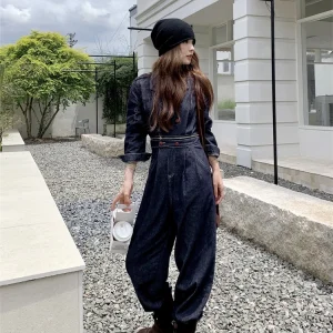 Relaxed Fit Denim Jumpsuit Women's Spring Autumn 2026 New Popular High Waist Straight Leg Long Pants Slimming  Suit - AliExpress Jumpsuits&Rompers