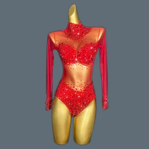 Sparkly Rhinestone Sheer Mesh Bodysuit Nightclub Party Showgirl Sexy Dress For Women High-quality Bodycon Stage Show Wangshazuan - AliExpress Jumpsuits&Rompers