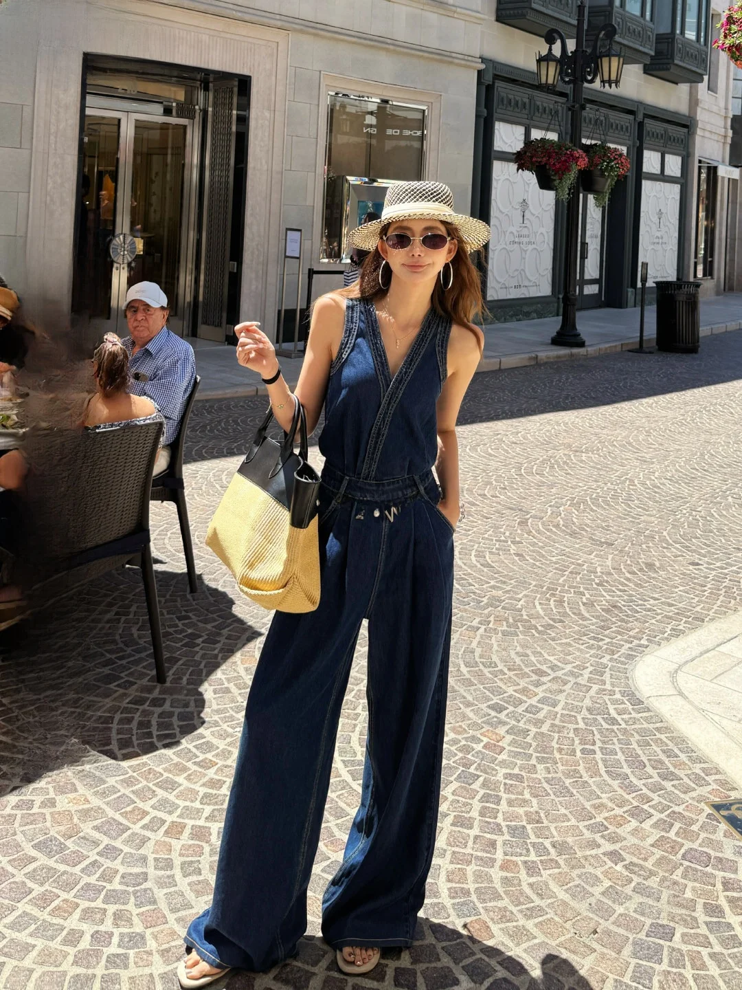 Lililiwj Vintage Racerback One-Piece Denim Overalls Women's Summer New Loose Wide Leg Pants High Waist Long Pants - AliExpress Jumpsuits&Rompers