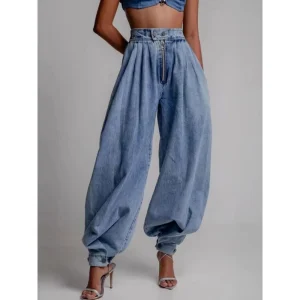 Vintage High Waist Baggy Blue Jeans Women Casual Zipper Denim Straight Leg Eighteen Pants Youth Trend Travel Suitable - AliExpress Pants