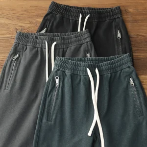 Heavy Mesh Knitted Leggings Sweatpants Men's Fleece Retro Washed Distressed Casual Small Feet Zipper Pocket Sweatpants - AliExpress Pants