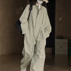 HanOrange 2024 Spring Outdoor Silhouette Cargo Jumpsuit Women Loose Cargo Pants Female Bright Blue/Grayish Green - AliExpress Jumpsuits&Rompers