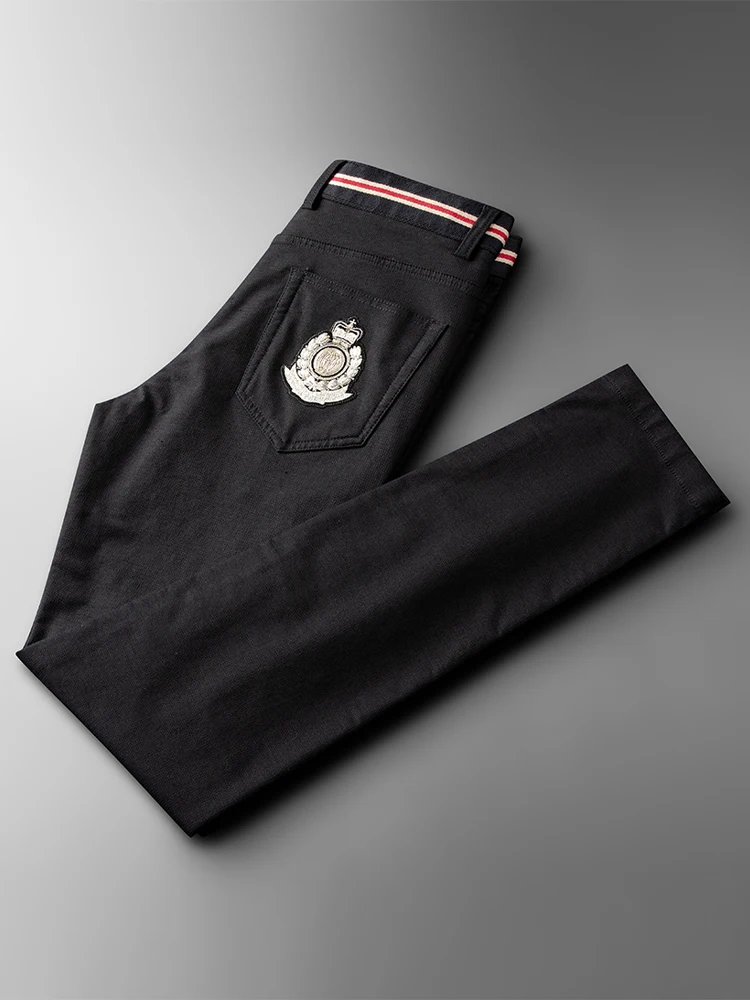 Autumn Winter Men's Casual Pants Straight Leg Slim Fit Color Blo Waist mid Waist Busin Bla Trousers - AliExpress Pants