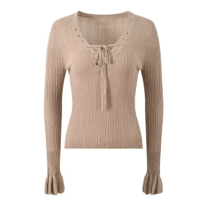 Ele Slim Fit Knitwear Spring Design Collar Bow Tie Elastic Commute Versatile ort Top Women's Faion Bright Tead - AliExpress Sweaters&Jumpers