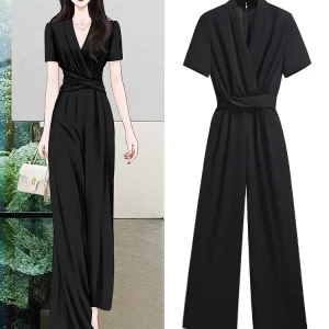 High-End Design Bla-Piece Pants Women's Summer 2026 New Ele High Waist Lady's Wide Leg Suiting Ensemble - AliExpress Jumpsuits&Rompers