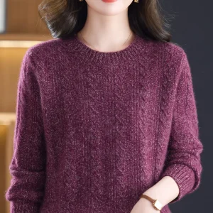 Warm Thiened Pure Woolen Sweater round Ne Knitted Top for Middle-Aged Women Autumn Winter Faionable Mommy Clothes - AliExpress Sweaters&Jumpers