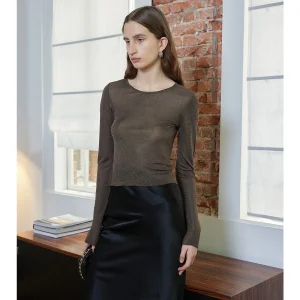 Thoransaura Women's Knitted Sweater Me See-tough Design Faonable Thin awl Collar Long Sve Slim Fit Autumn Top - AliExpress Sweaters&Jumpers