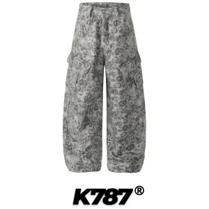 K787 American Retro Multi-Pocket Leopard Print Work Pants Loose Slimming High Waist Floor-Length Casual Trousers for Men And ... - AliExpress Pants