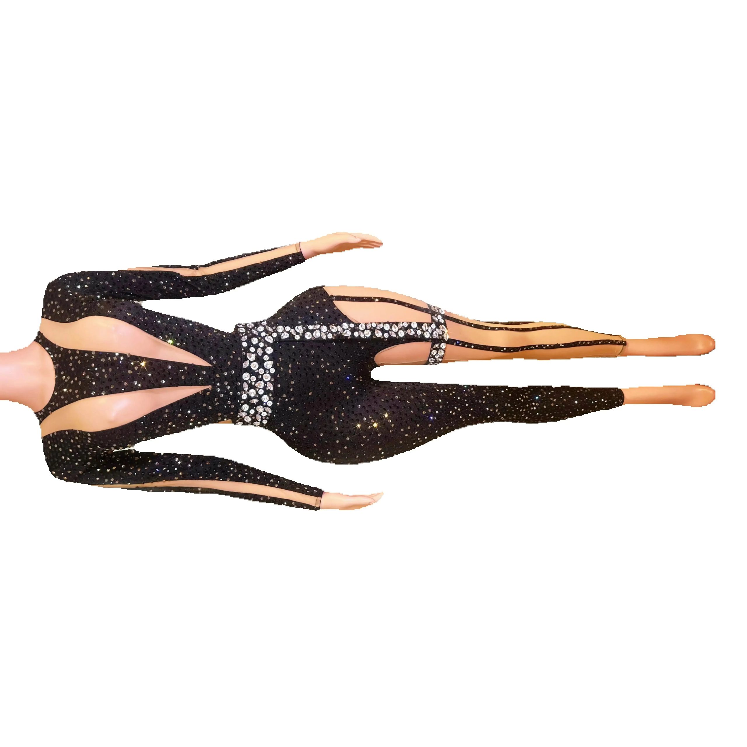 Sparkly Rhinestones Jumpsuit Women Long Sleeve Mesh Nightclub Celebrate Party Outfit Performance Singer Dance Costume Stage Wear - AliExpress Jumpsuits&Rompers