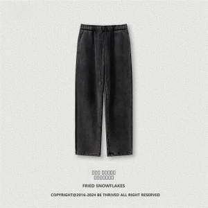 Men's Fce Lined Sports Neutral Waed Retro Straight Leg Casual Pants Cotton Ro Sle Daily Wear Pure Color - AliExpress Pants