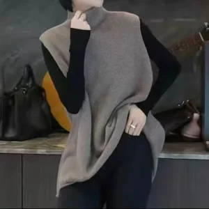 100 wool women's new high neck vest, autumn and winter knitted versatile comfortable jacket, women's pullover sleeveless sweater - AliExpress Sweaters&Jumpers