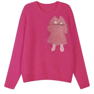 Dopne Sweater Women's Autumn Faion Monster Overhead Loose Lazy  Pink Knitted Jaet Warm Thermal Straight Tube Sle - AliExpress Sweaters&Jumpers