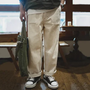 Maden Casual Cotton ell Men's Jeans Wear Resistant Loose Straight Leg Long Trousers Beige Autumn Season Straight Tube Pants - AliExpress Pants