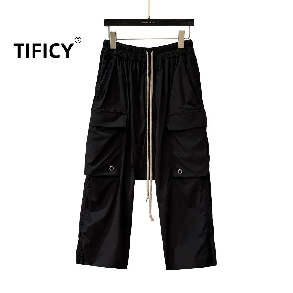 High Street Dark Ro Pant New Style Men's Double-sided Pocket Loose Haren Hanging Cross Pants Cropped Pants Men Clothing - AliExpress Pants