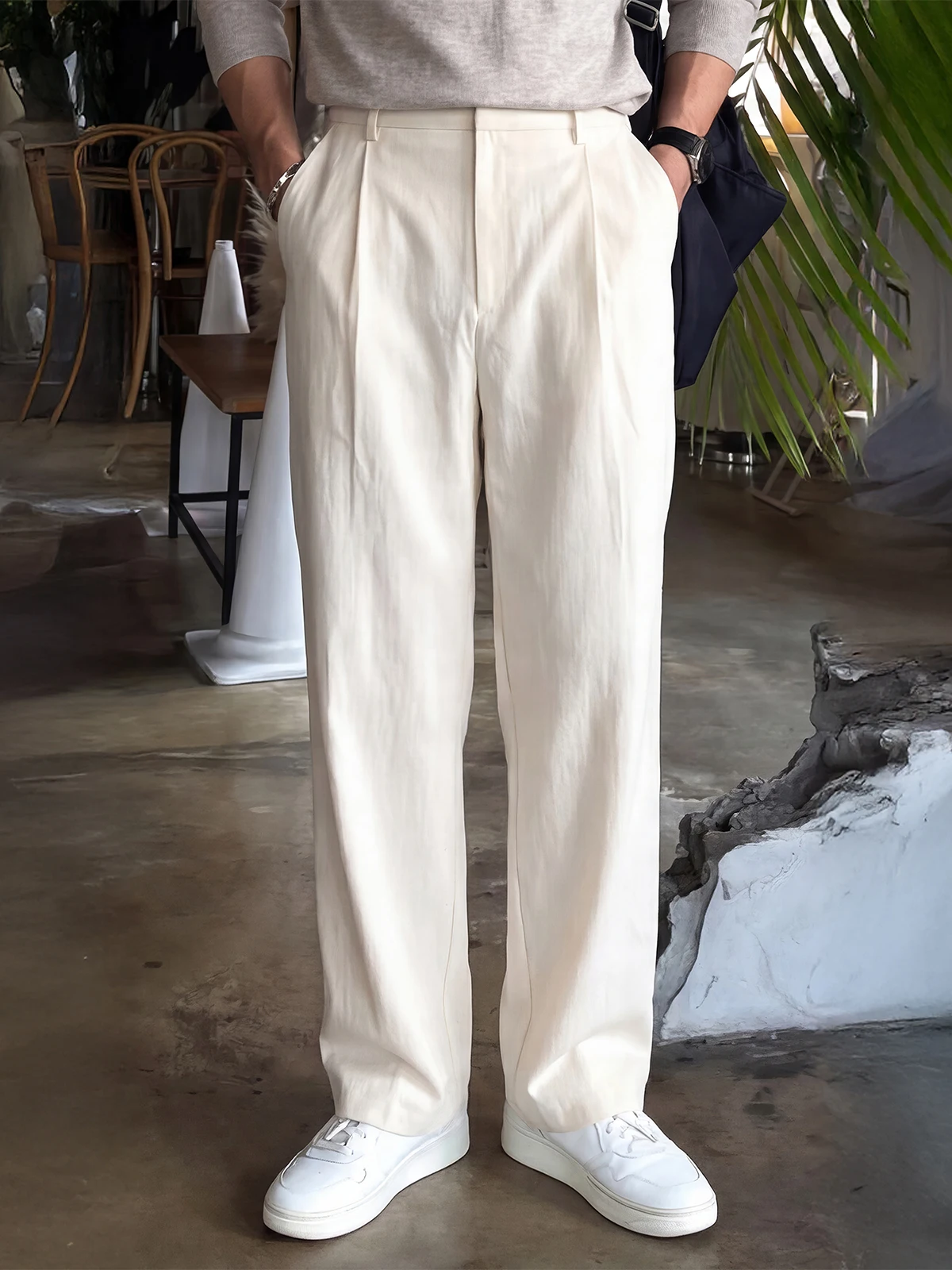 Retro Loose Fit Casual Pants Men's Summer Thin Folded West Pants Breathable Comfortable Cotton Linen Straight Leg Trousers - AliExpress Pants