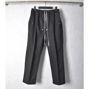 2024 R0 Style Design Cotton Solid Black Base Hard Cotton Elastic Free Straight Casual Zipper Normal Long Pants - AliExpress Pants