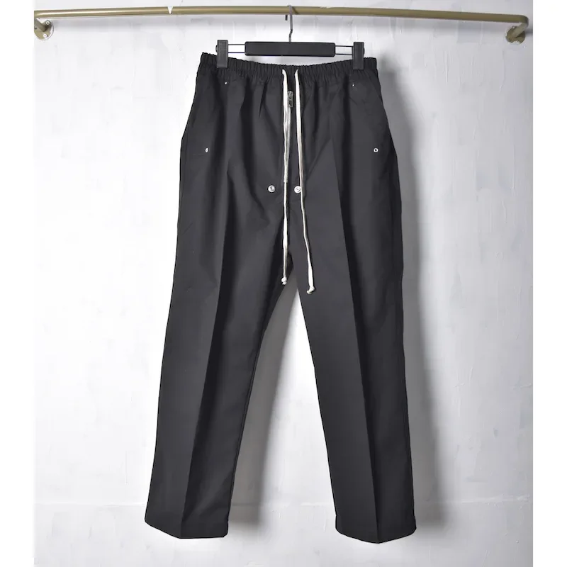 2024 R0 Style Design Cotton Solid Black Base Hard Cotton Elastic Free Straight Casual Zipper Normal Long Pants - AliExpress Pants