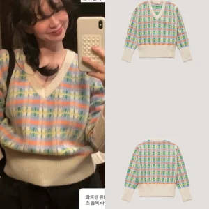 Soft Skin-Friendly V-Ne Knitted Sweater Casual Loose Fit Women's Faion Cheered Top Comfortable Versatile Leisure Wear - AliExpress Sweaters&Jumpers