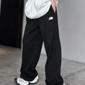 New 24SS Reflective Letter Print Logo Loose Fit Pure Cotton Casual Pants Straight Leg Spor Sle ort orts for Youth - AliExpress Pants