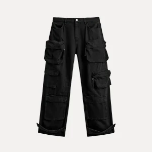 Men's Casual Loose Jeans Workwear Sle Pants with kets Straight Leg mid Waist Button Closure Comfortable All-Match Trousers - AliExpress Pants