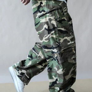 American Workwear Sle Heavyweight Camouflage Straight Leg Pants Men Loose Multiple kets Casual Khaki Long Trousers - AliExpress Pants