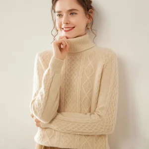 Autumn and Winter 100% Cashmere Women's Coat Sweater Women's Self-Cultivation High Neck  Cardigan Warm Knitted Sweater Women - AliExpress Sweaters&Jumpers