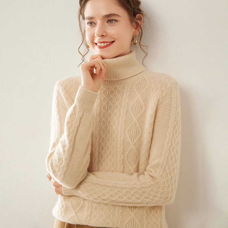 Autumn and Winter 100% Cashmere Women's Coat Sweater Women's Self-Cultivation High Neck Cardigan Warm Knitted Sweater Women - AliExpress Sweaters&Jumpers