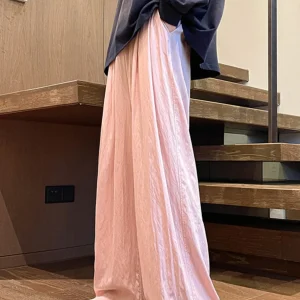 Pink Linen Wide Leg Pants Men's Spring Trendy Brand Casual Cotton Linen Trousers Drapey Straight Leg plus Size Loose Fit - AliExpress Pants