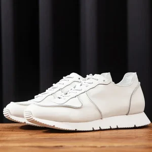 Men Outdoor Cow Leather Sneakers White Thick Platform Sport Running Shoes Lace Up Athlete Lightweight Joggers Training Shoes - AliExpress Sneakers