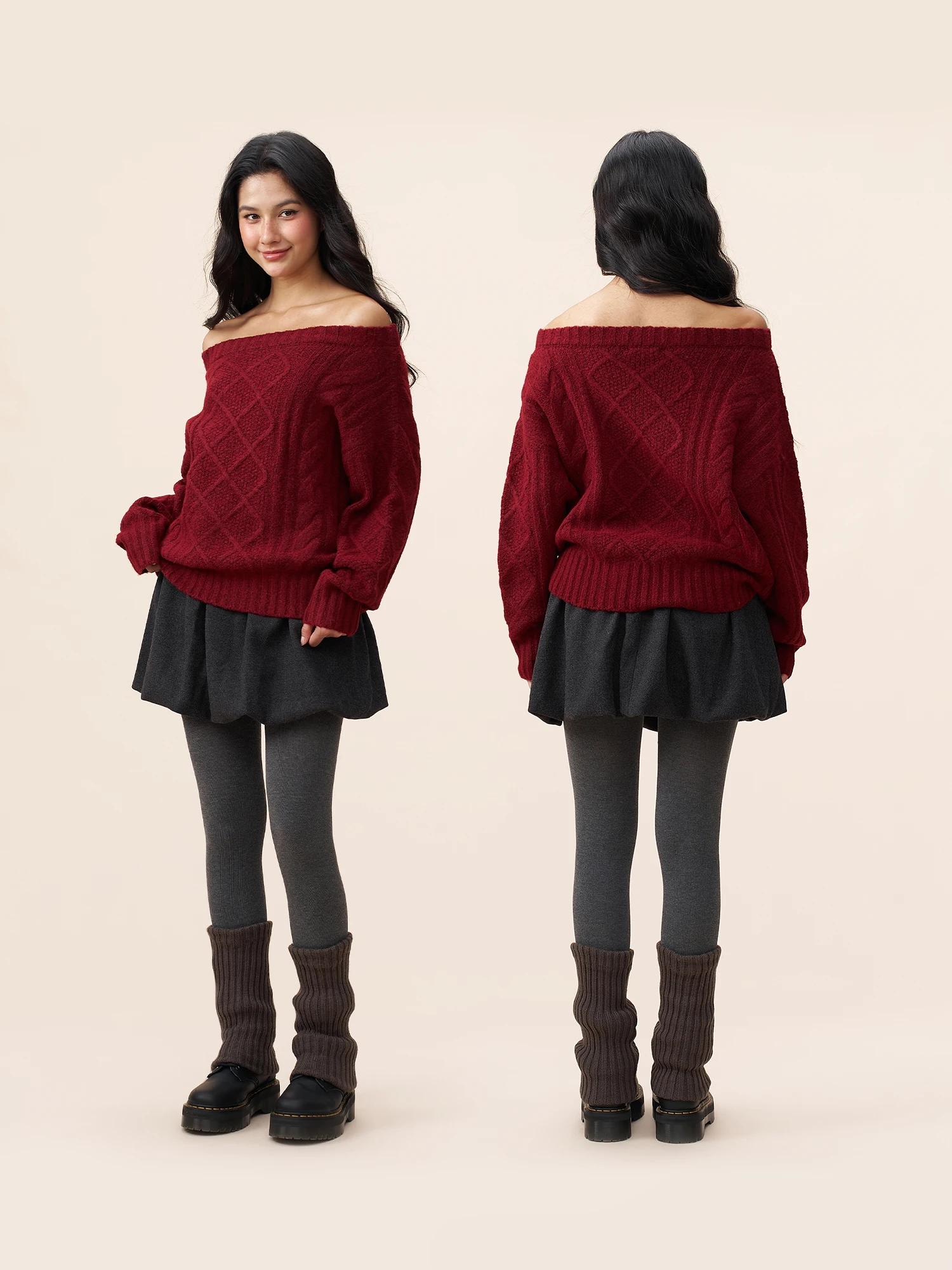 Yescci New Year's College Red One-oulder Diamond Sweater Women's Autumn Winter Lazy Sle Soft Plu Top S55430066 - AliExpress Sweaters&Jumpers
