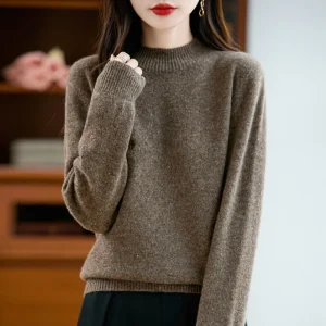 100% Wool Thick Mock Neck Colored Speckled Yarn Solid Color Women's Pullover, Combining Warmth and Fashion - AliExpress Sweaters&Jumpers