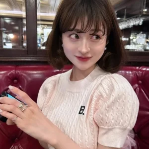 Japanese New Spring Ladies Sweet Bubble Short Sleeve Twist Knitted Top Sweater Letter Embroidered Pure Color Women's T-shirt - AliExpress Sweaters&Jumpers