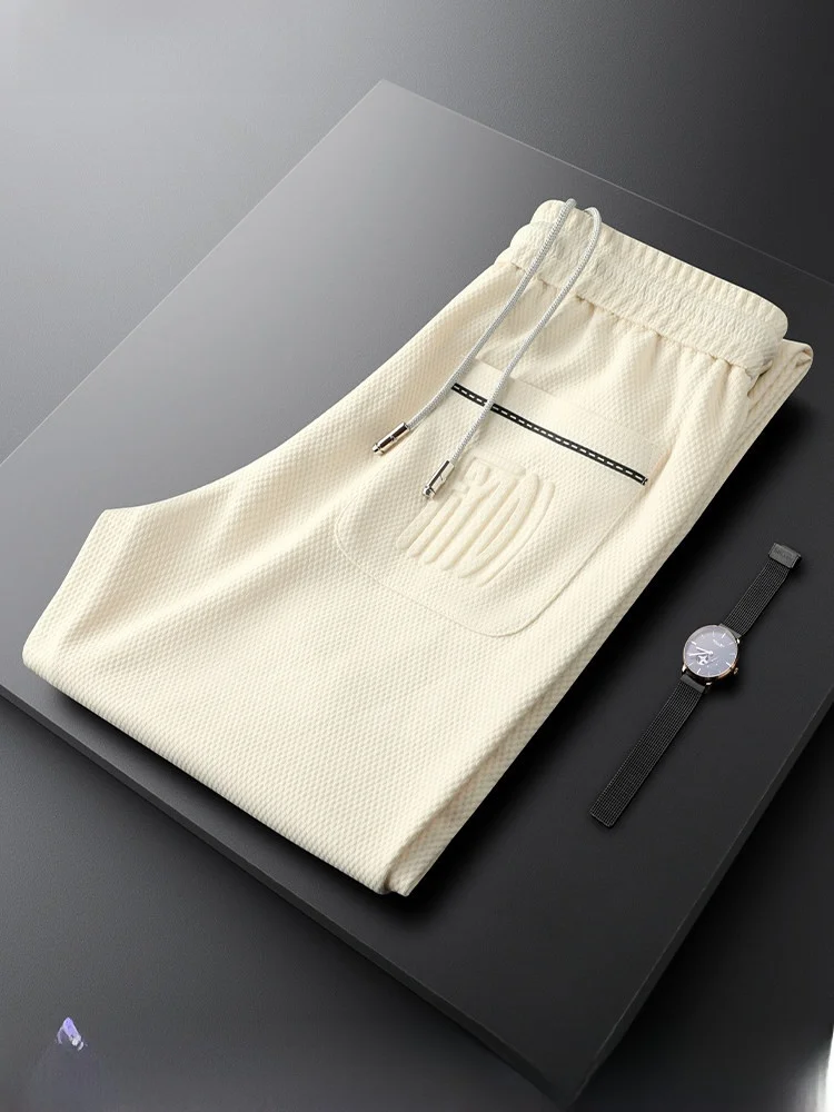 Khaki Color Casual Pants Men's Slim Fit Sports Trousers Letter Emed Spring Summer Men's Sweatpants Faionable Youth Sle - AliExpress Pants