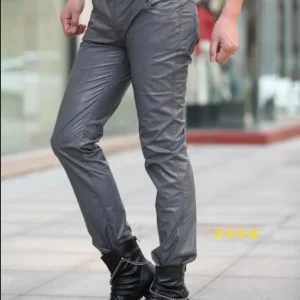 Autumn New Men Fashion Korean Faux Leather Pants Smoke Gray Slim Male Trousers Nightclub Performances Plus Size Motorcycle Pant - AliExpress Pants