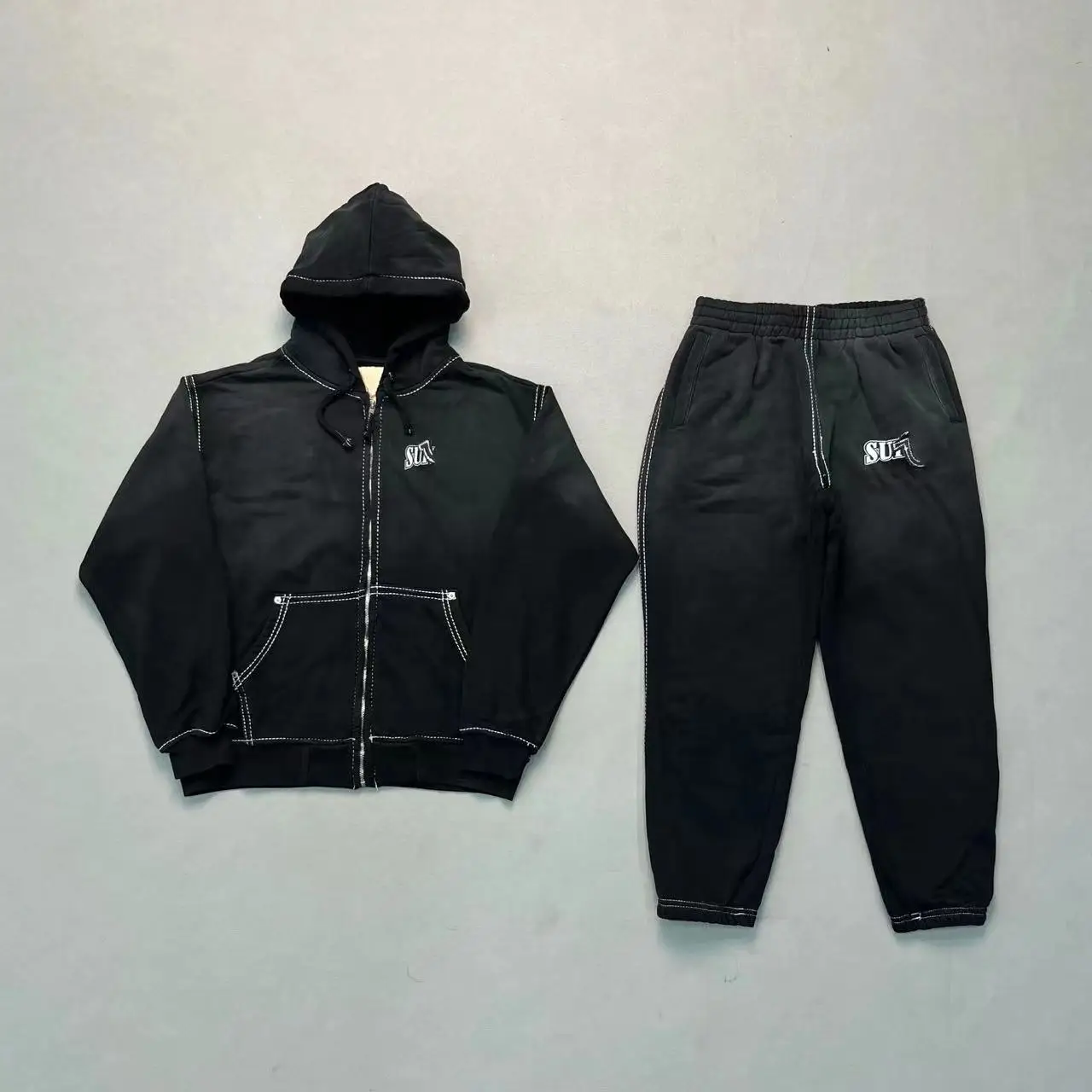 Bla Diamond Zip Hoodie Jaet ex Diamond Chest Zipper Loose Fit Long Pants Straight Leg Pure Color Autumn Faion - AliExpress Pants