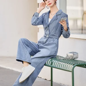 High Waist Wide Leg Denim Jumpsuit Women's Long Sve One-Piece Pants Spring Autumn New Sle Design Sense Slimming Effect - AliExpress Jumpsuits&Rompers