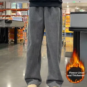 High-End k ey Heavyweight Men's Pants Winter Autumn Fce Lined Casual Loose Knife Cut Trousers American Sle - AliExpress Pants