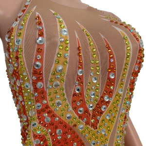 Jinhuowang 2025 New Women Jumpsuit Color Rhinestone Flame Pattern Tight Pants Pole Dance Bar Celebrity Performance Costume - AliExpress Jumpsuits&Rompers
