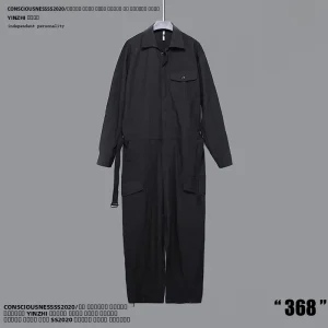 Streetwear Inspired Unisex Workwear Jumpsuit with Multiple Pockets Straight Leg Retro Dark Color Youth Fashion Long Pants - AliExpress Pants