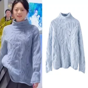 Loose Fit High Ne Knitted Sweater O-Ne Casual Sle Hollow out Cuffed Sve Women's Winter Warm Long Sve Top - AliExpress Sweaters&Jumpers