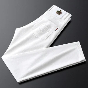 Ja Charles Men's White Corduroy Casual Pants Slim Fit Straight Leg Thiened Autumn Winter Faionable Youthful Sle - AliExpress Pants