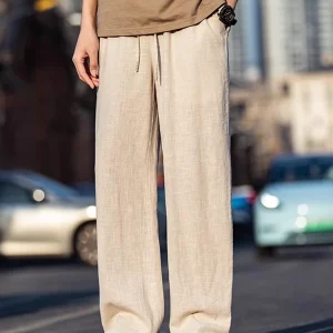 New Chinese Sle Lightweight Linen Men's Summer Thin Straight Casual Pants Dra Large Size Haome Wide Leg Trousers - AliExpress Pants
