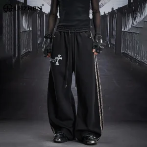 LUZHEN 2025 New Fashion Stripe Letter Printed Loose Straight Casual Pants Men Streetwear Handsome Wide Leg Trousers Male JY5407 - AliExpress Pants