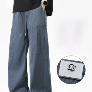 PaulFrank Men's Summer Casual Pants Loose Cool Feeling Workwear Straight Leg Elastic Waist Polyester Lycra Blend M... - AliExpress Pants