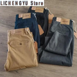 Spring and Autumn New American Retro Cargo Pants Men's Simple 100% Cotton Washed Loose Elastic Casual Straight Trousers - AliExpress Pants