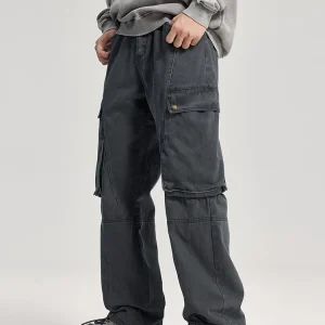 JFU Heavyweight Waed American Retro Autumn Winter Casual Pants Men's Wide Leg Workwear Trousers with Big kets Cotton 00% - AliExpress Pants