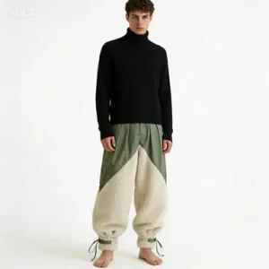 KAPITAL Hirata Hohiro Lamb Cashmere Spliced Amekaji Work Casual Style Men's Loose Green Harlan Pants - AliExpress Pants